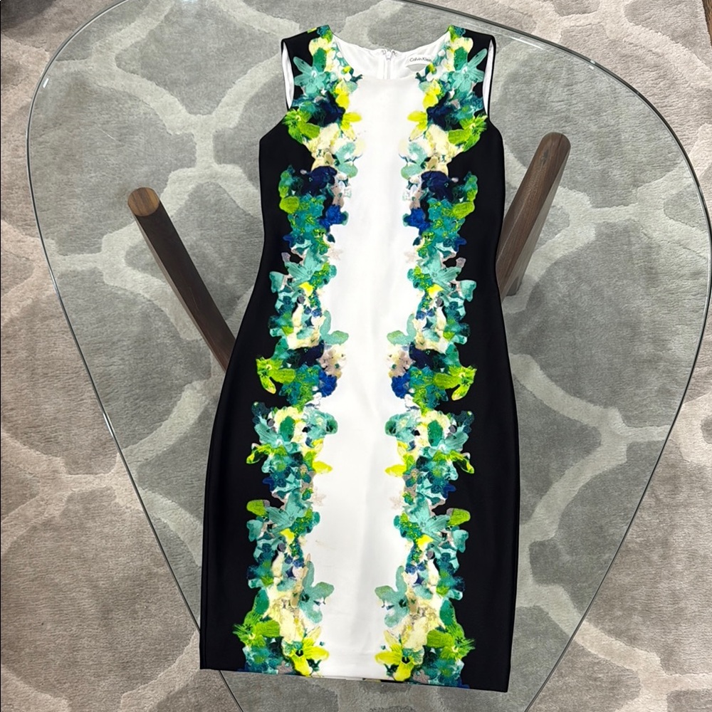 Calvin Klein Green Sheath Halter Midi Dress